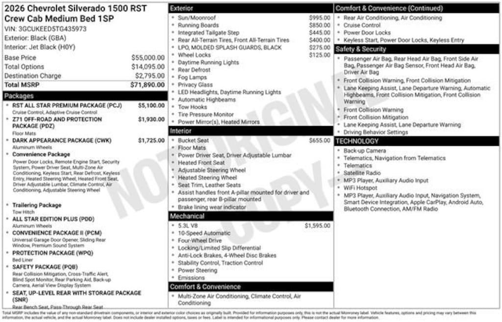New 2026 Chevrolet Silverado 1500 RST Truck