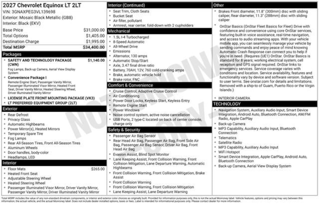 New 2027 Chevrolet Equinox LT SUV