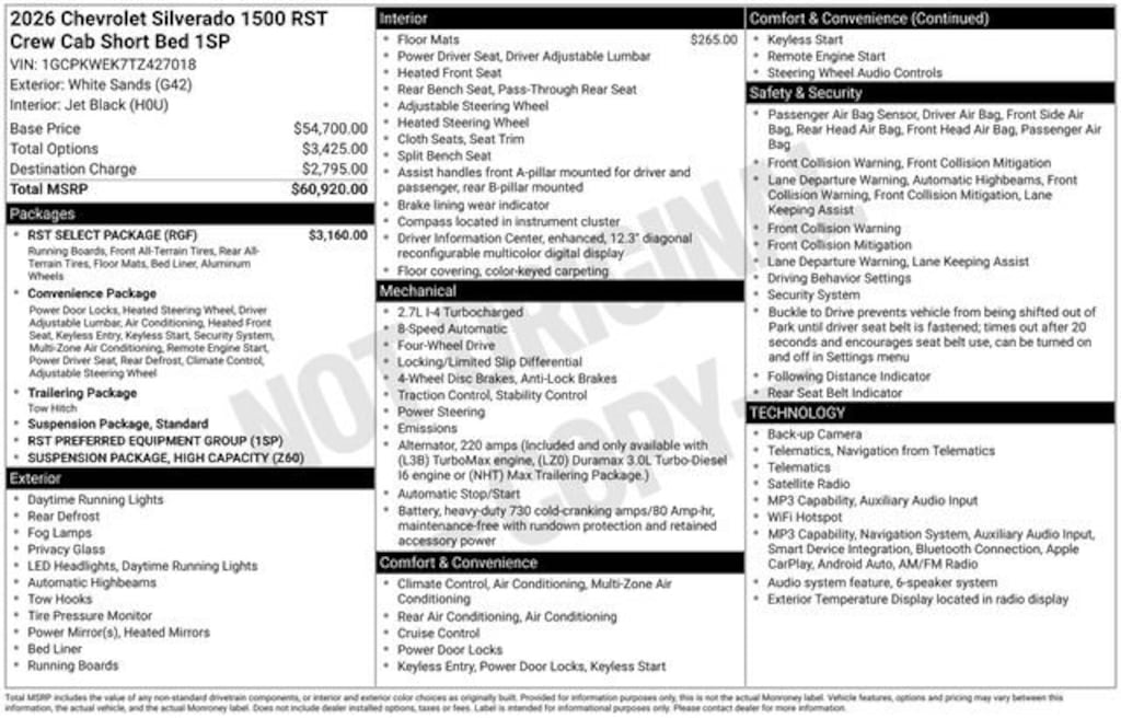 New 2026 Chevrolet Silverado 1500 RST Truck