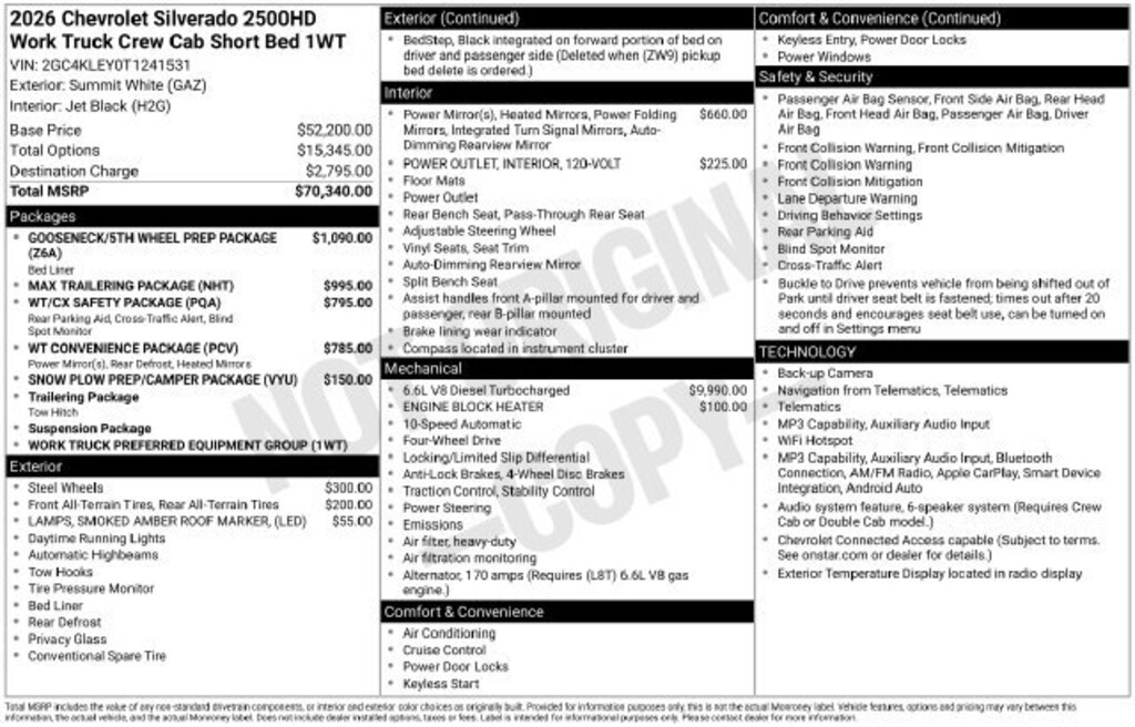 New 2026 Chevrolet Silverado 2500 HD WT Truck