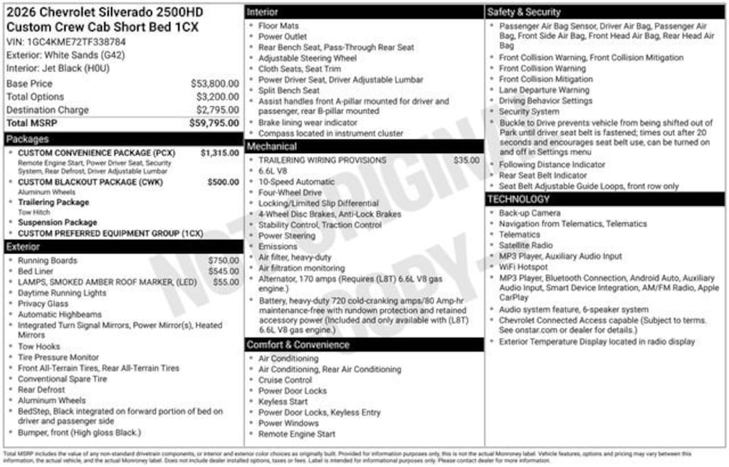 New 2026 Chevrolet Silverado 2500 HD Custom Truck
