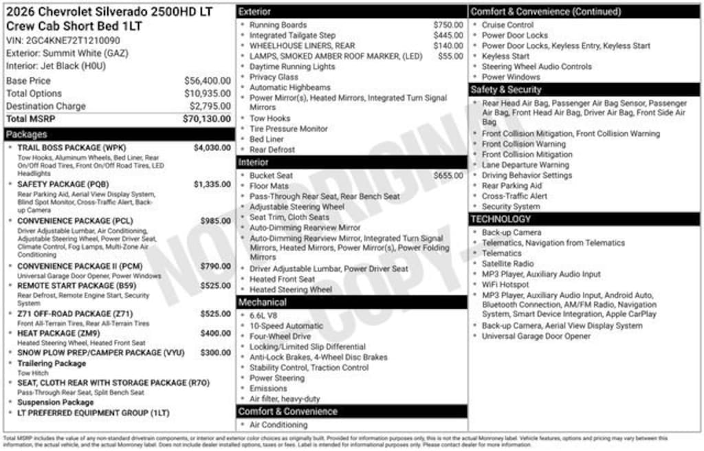 New 2026 Chevrolet Silverado 2500 HD LT Truck