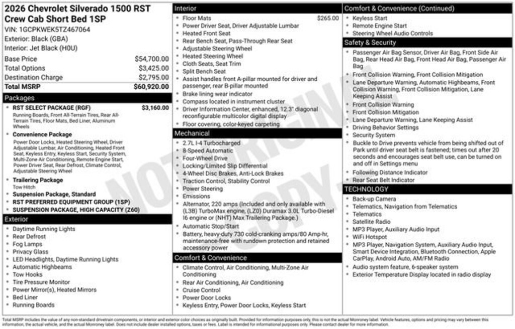New 2026 Chevrolet Silverado 1500 RST Truck