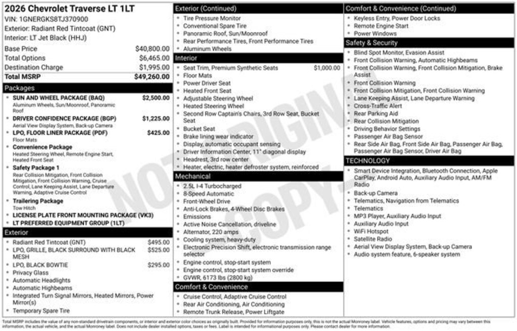 New 2026 Chevrolet Traverse LT SUV