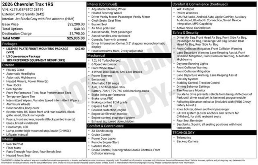 New 2026 Chevrolet Trax 1RS SUV