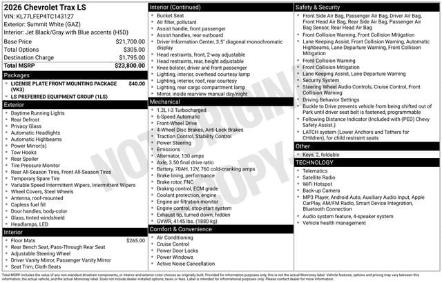 2026 Chevrolet Trax SUV 