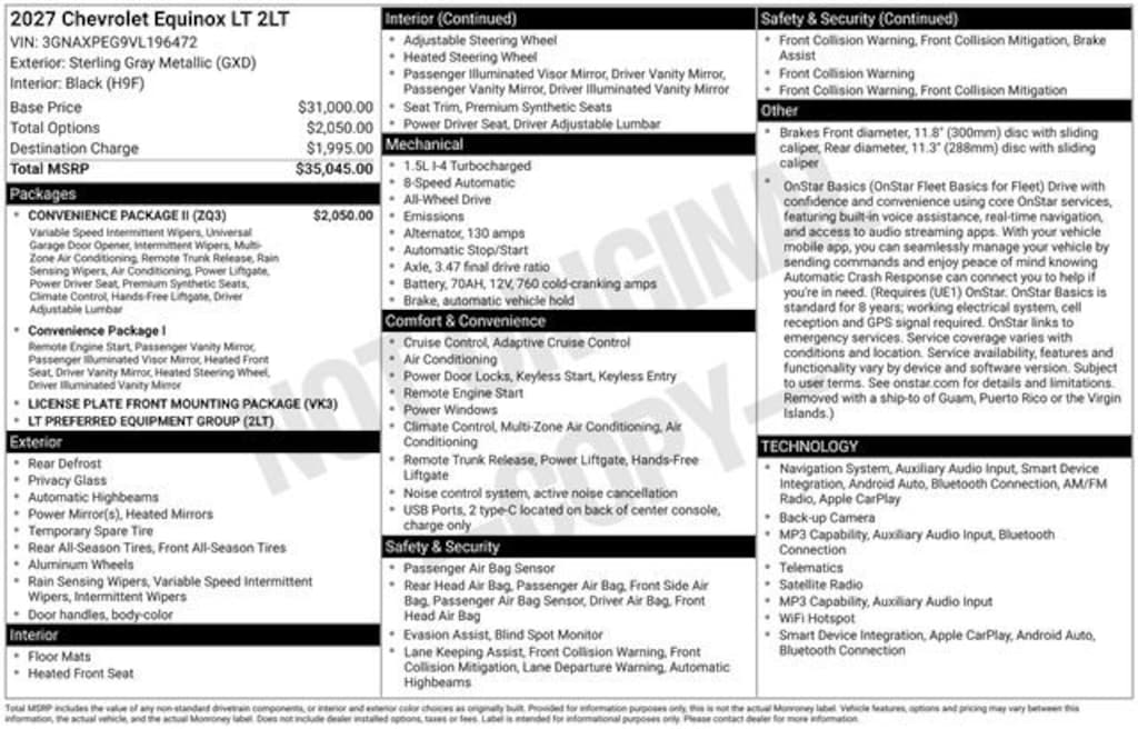 New 2027 Chevrolet Equinox LT SUV