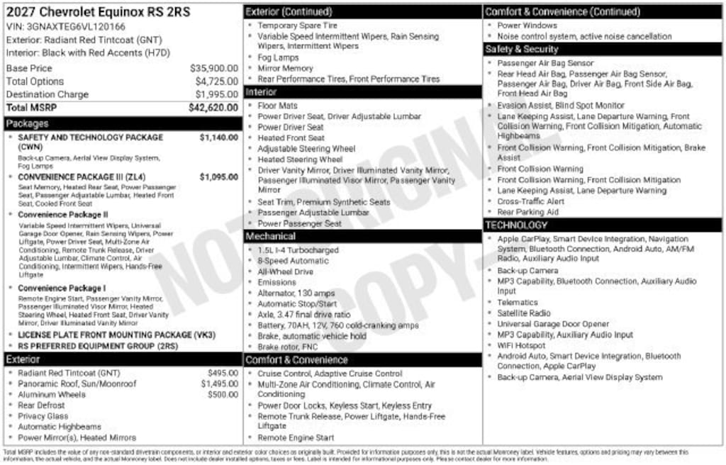 New 2027 Chevrolet Equinox RS SUV