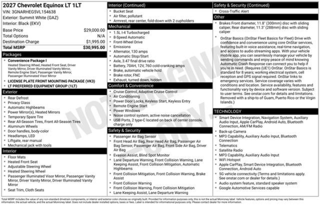 New 2027 Chevrolet Equinox LT SUV
