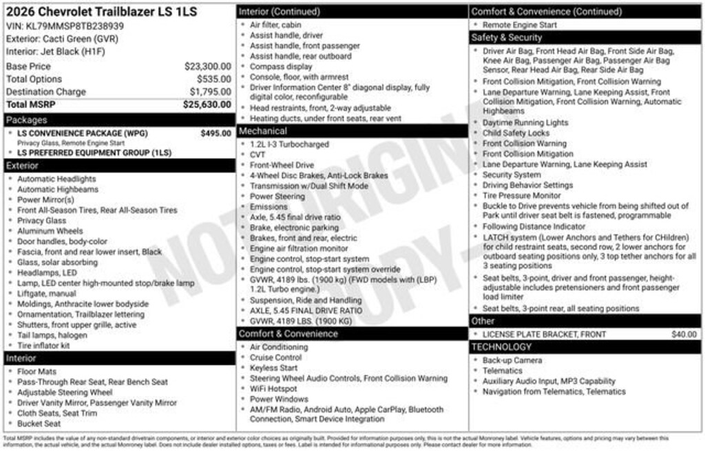 New 2026 Chevrolet Trailblazer LS SUV