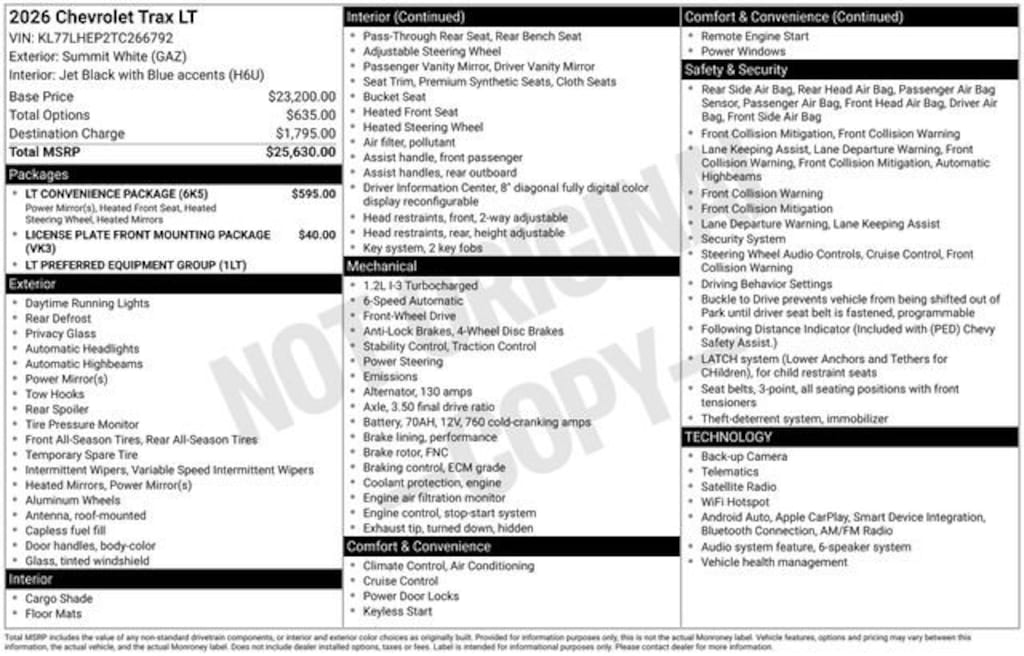 New 2026 Chevrolet Trax LT SUV