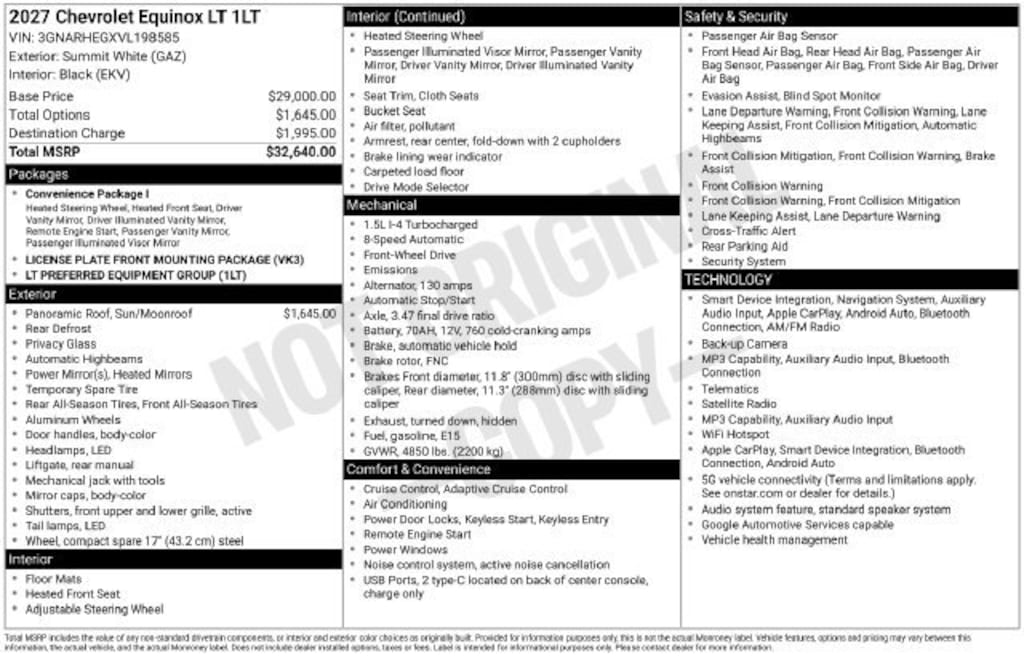 New 2027 Chevrolet Equinox LT SUV