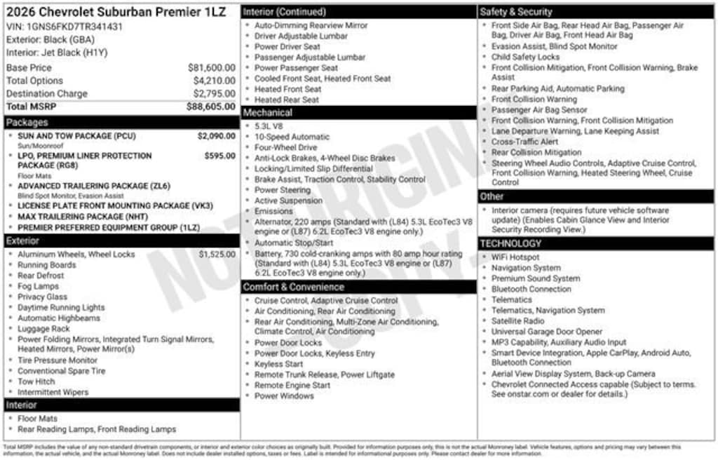 New 2026 Chevrolet Suburban Premier SUV