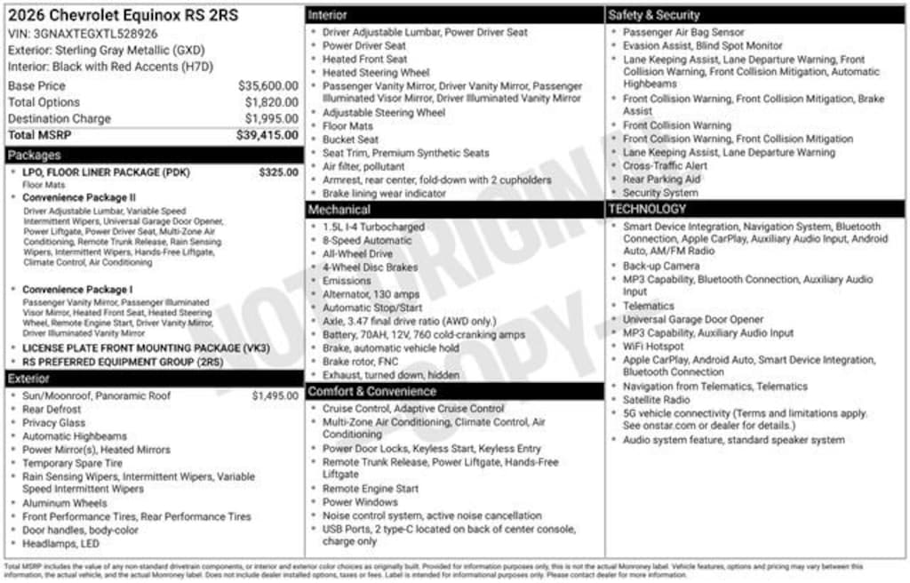 New 2026 Chevrolet Equinox RS SUV