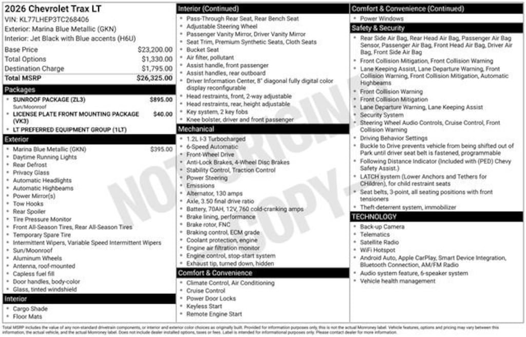 New 2026 Chevrolet Trax LT SUV