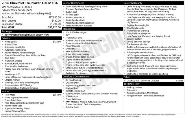 2026 Chevrolet Trailblazer