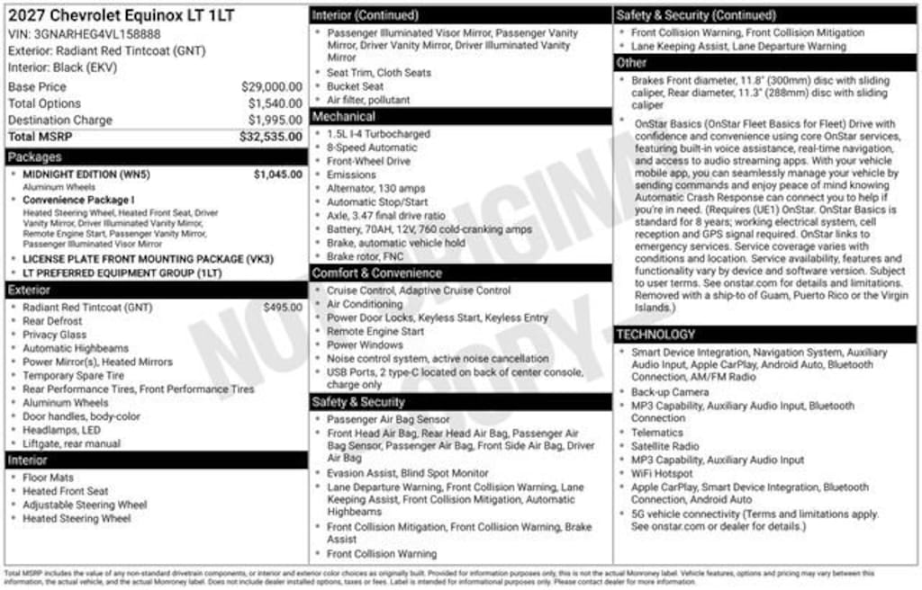 New 2027 Chevrolet Equinox LT SUV