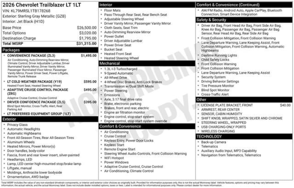 New 2026 Chevrolet Trailblazer LT SUV