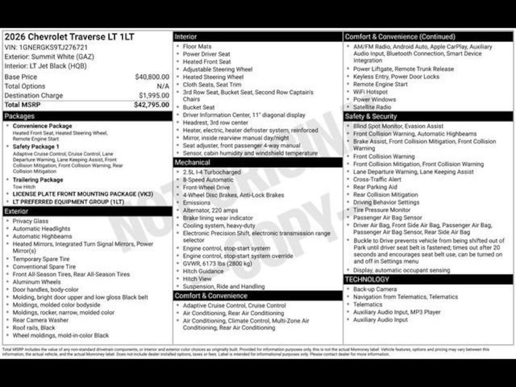 New 2026 Chevrolet Traverse LT SUV