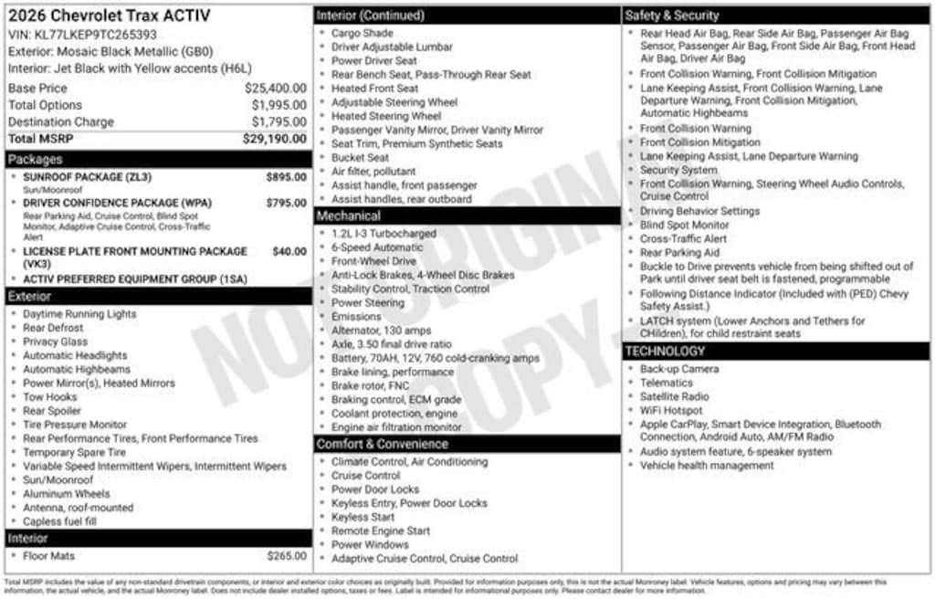 New 2026 Chevrolet Trax Activ SUV
