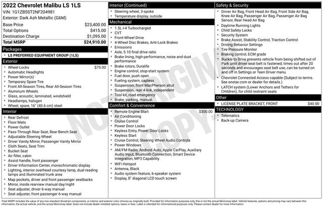 2022 Chevrolet Malibu 1LS - Photo 27