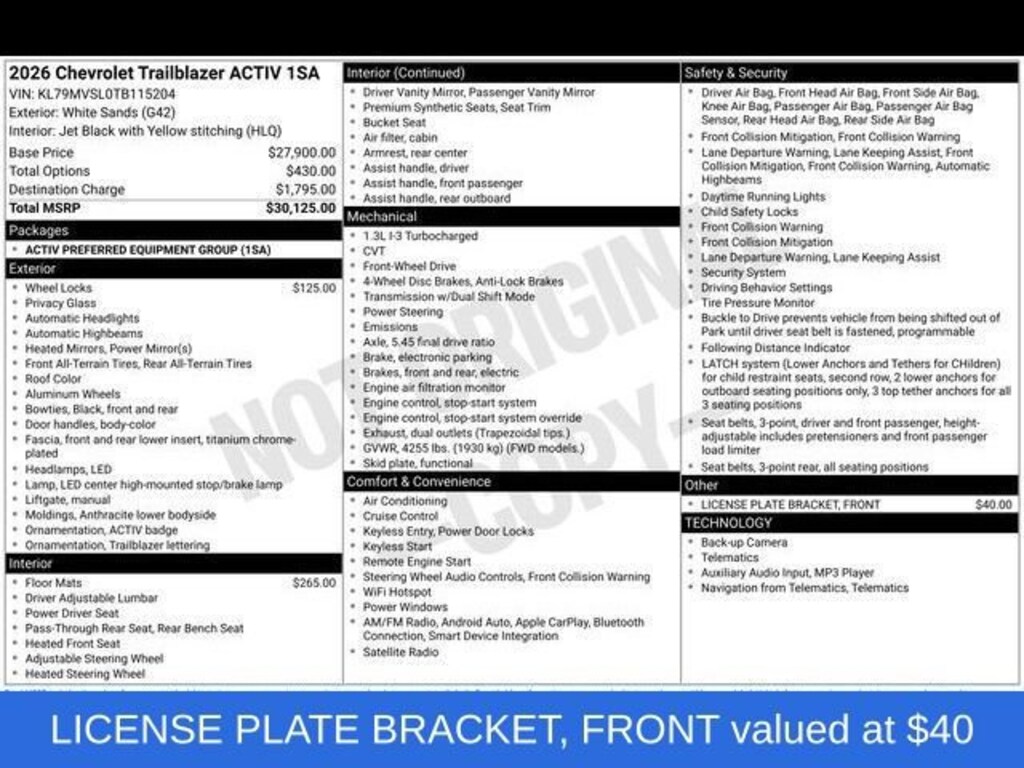 New 2026 Chevrolet Trailblazer Activ SUV