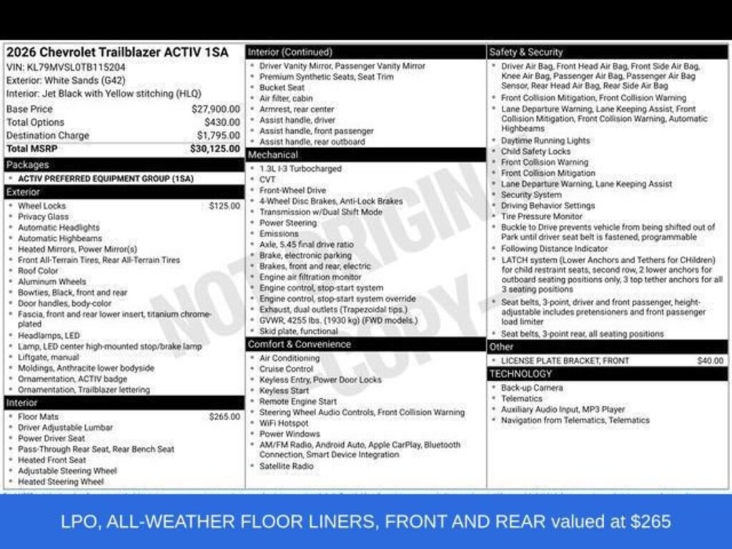 New 2026 Chevrolet Trailblazer Activ SUV