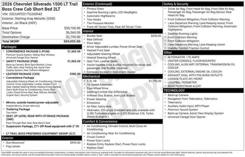 New 2026 Chevrolet Silverado 1500 LT Trail Boss Truck