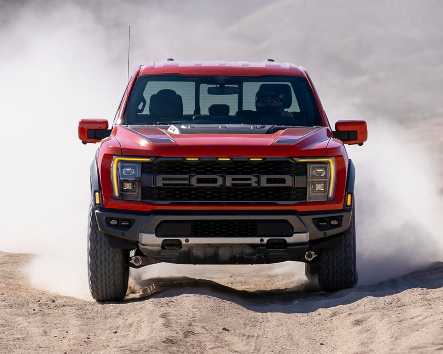 All-new, redesigned 2021 Ford F-150 Raptor in red exterior color