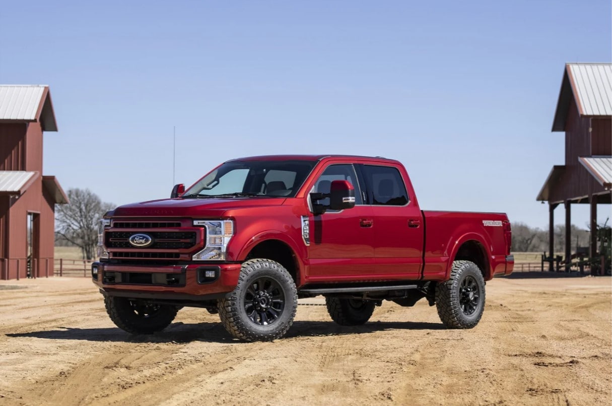 New 2022 Ford Super Duty in cherry red