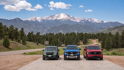 New Ford F-150 and Super Duty trucks for sale near Monument CO at Phil Long Ford of Chapel Hills
New Ford F-150 and Super Duty trucks for sale near Monument CO at Phil Long Ford of Chapel Hills