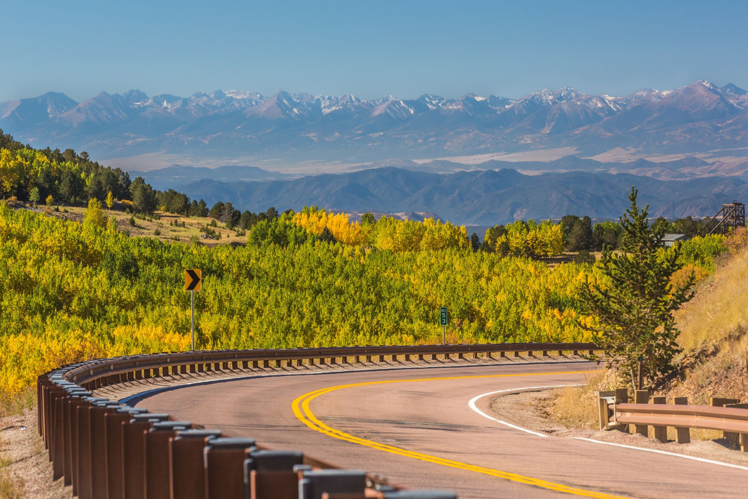 A section of the Gold Belt Scenic Byway overlooking Cripple Creek.