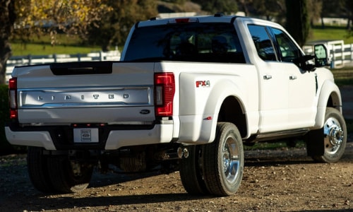2020 Ford Super Duty rear exterior white F350 limited