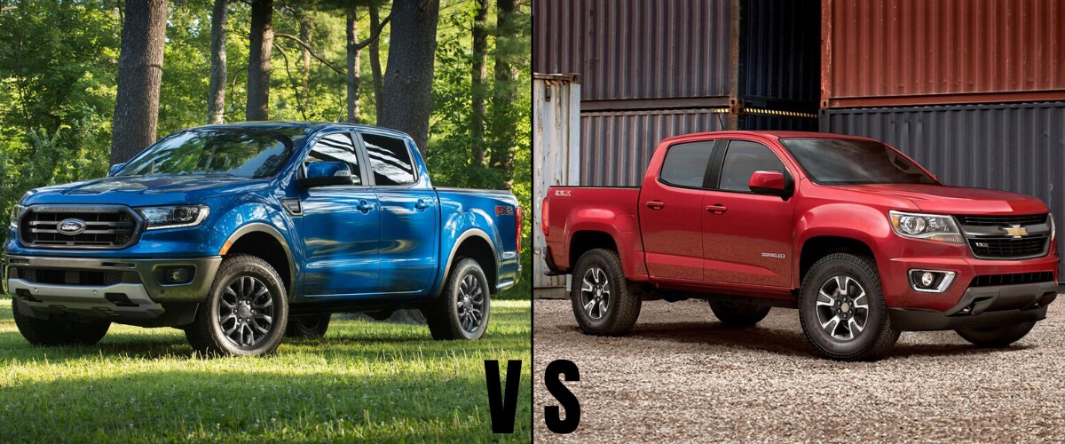 2020 Ford Ranger exterior compared to the 2020 Chevrolet Colorado exterior