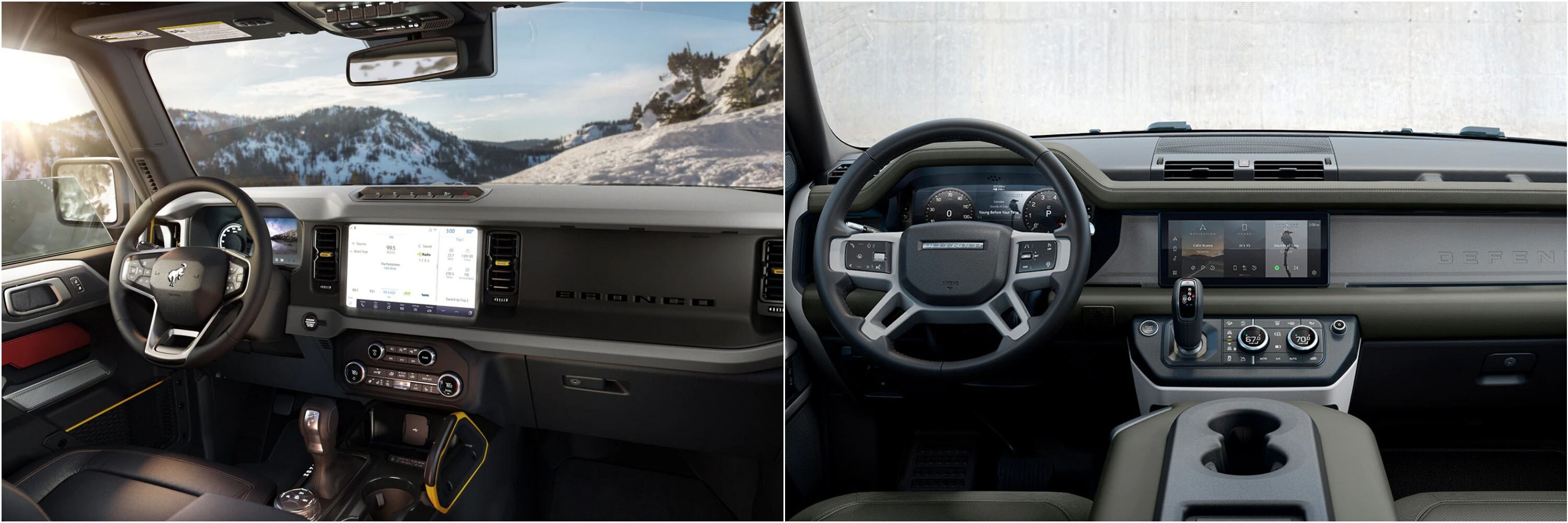 2021 Ford Bronco Vs. 2021 Land Rover Defender Interior Dashboard