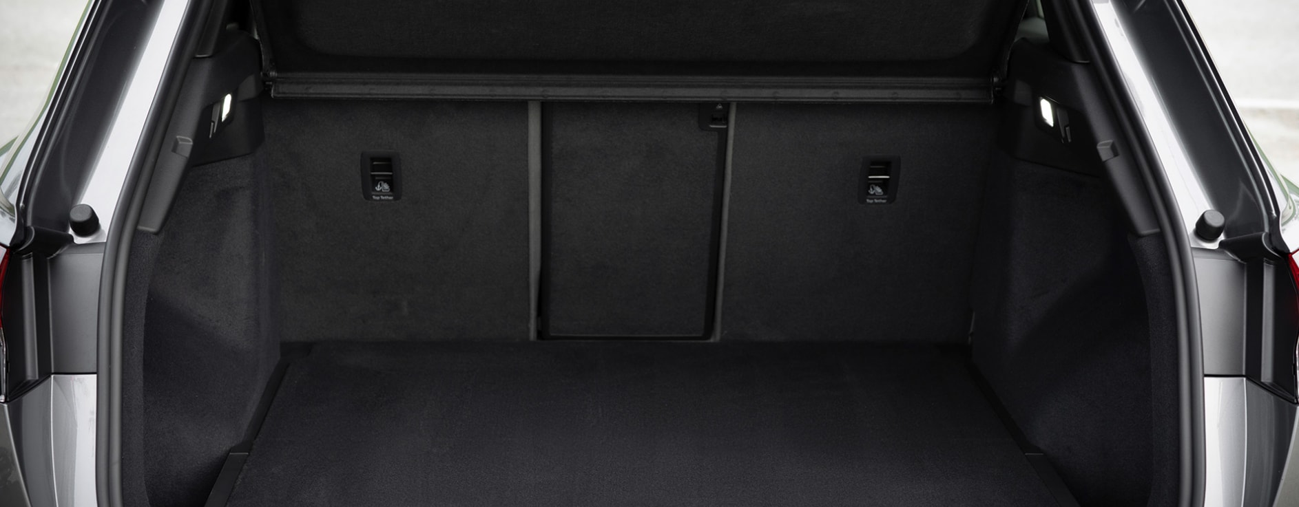 A view of the cargo area in the back of a 2023 Audi Q4 e-tron