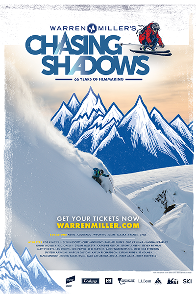 movie poster for Warren Miller's movie 'Chasing Shadows'