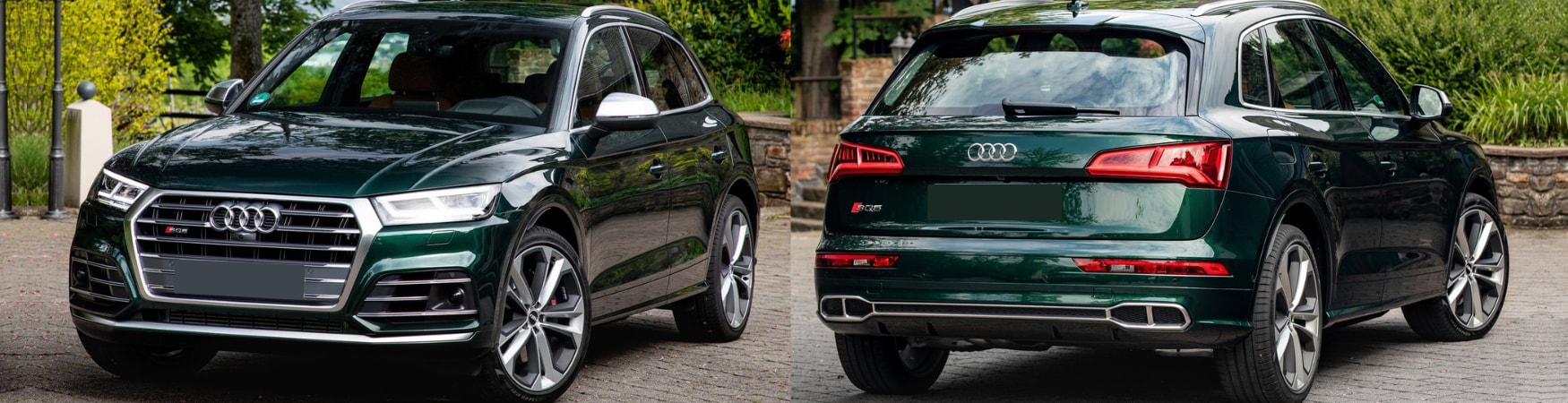 2020 Audi Q5 in Colorado Springs Phil Long.png 2020 Audi SQ5 dark green exterior color front vs back view