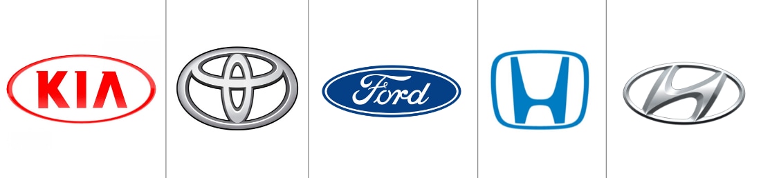 Used Sports Car Brands in Colorado Springs.png Kia, Toyota, Ford, Honda, and Hyundai logos all side by side