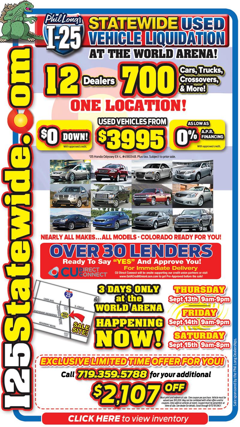 past Phil Long i-25 used vehicle liquidation event