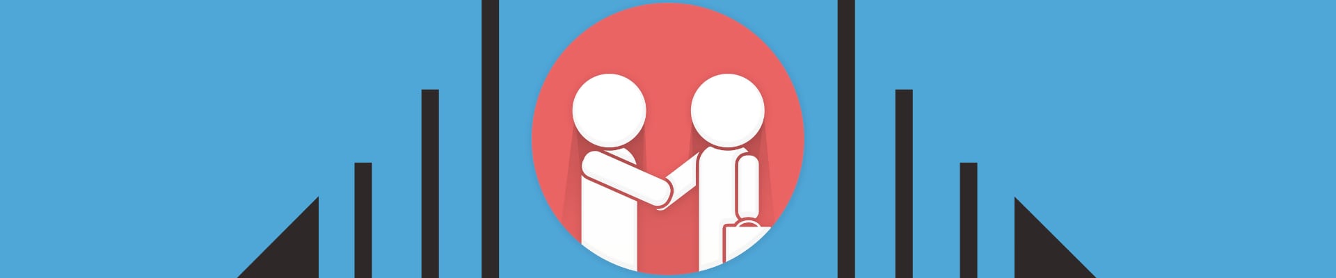 Illustrated image of two stick figures shaking hands over a negotiated deal