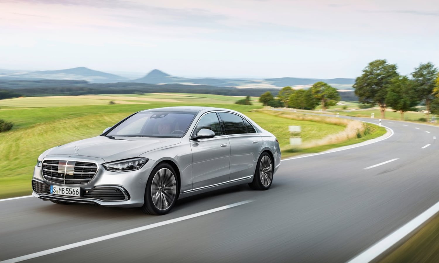 New 2021 Mercedes-Benz S-Class Sedan driving on the big open road