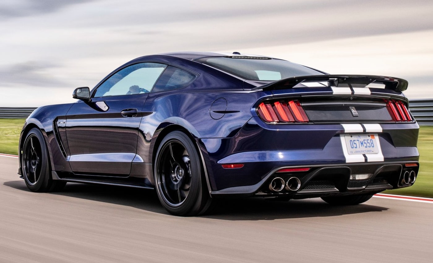 Rear exterior view of the 2020 Ford Mustang Shelby GT350