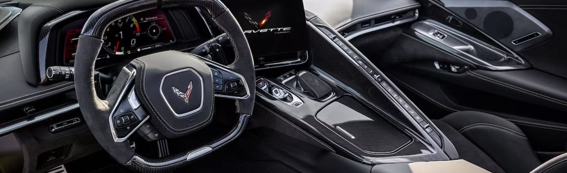 The dash and infotainment system of a 2023 Chevy Corvette