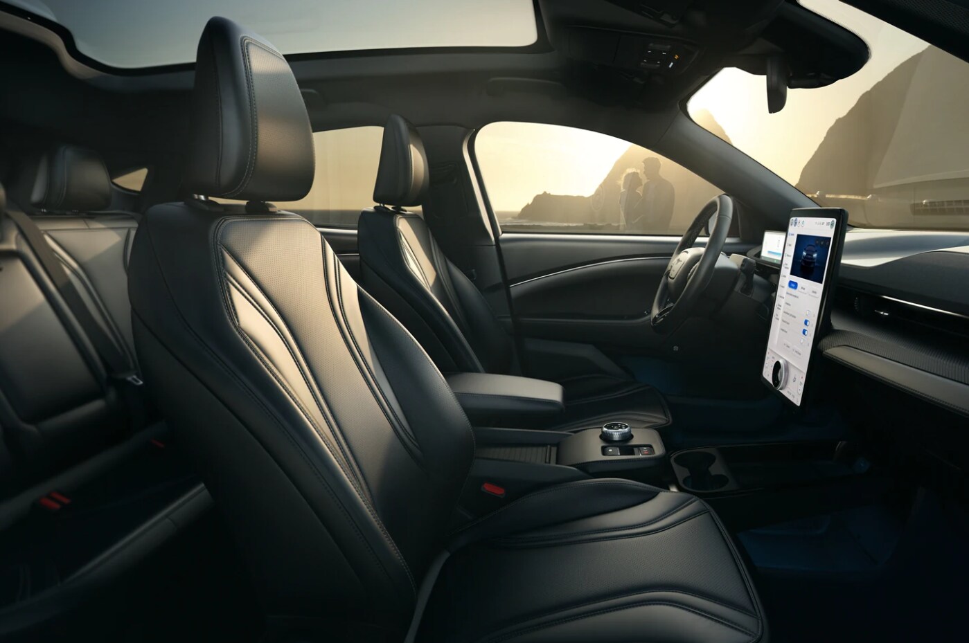 The cabin and seating of a 2023 Ford Mustang Mach-E