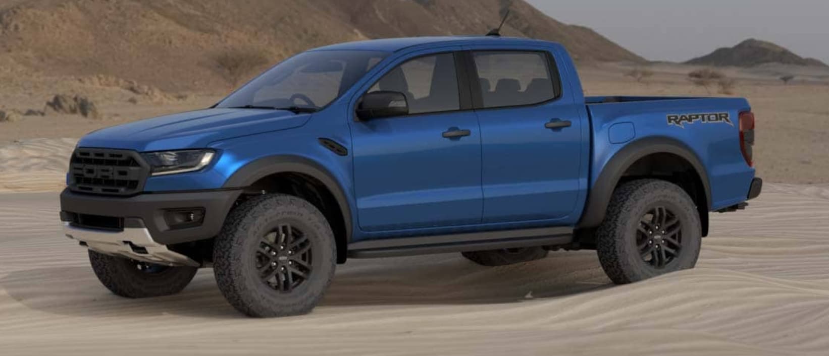 side-view-of-2023-ford-ranger-raptor-parked-in-the-dessert