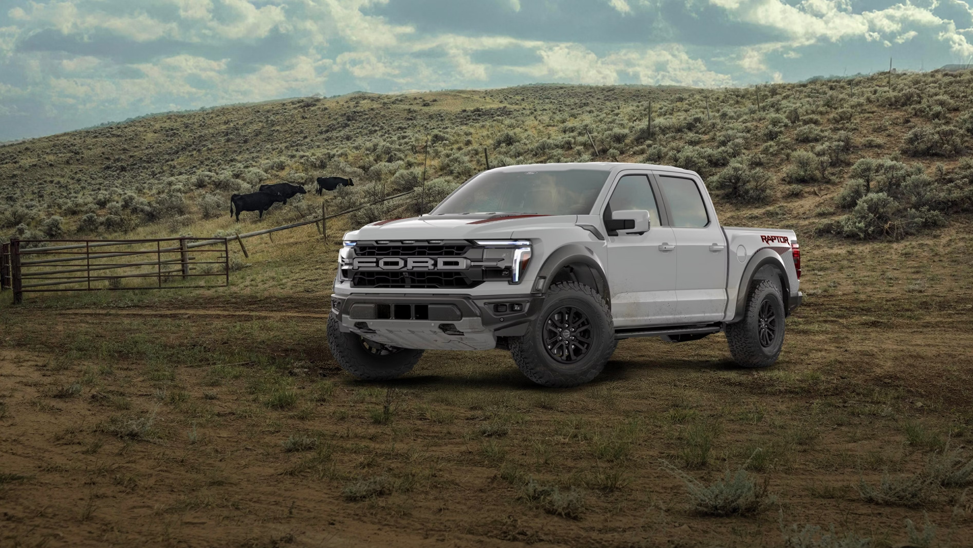 2026 Ford F-150 Raptor parked on a ranch hillside