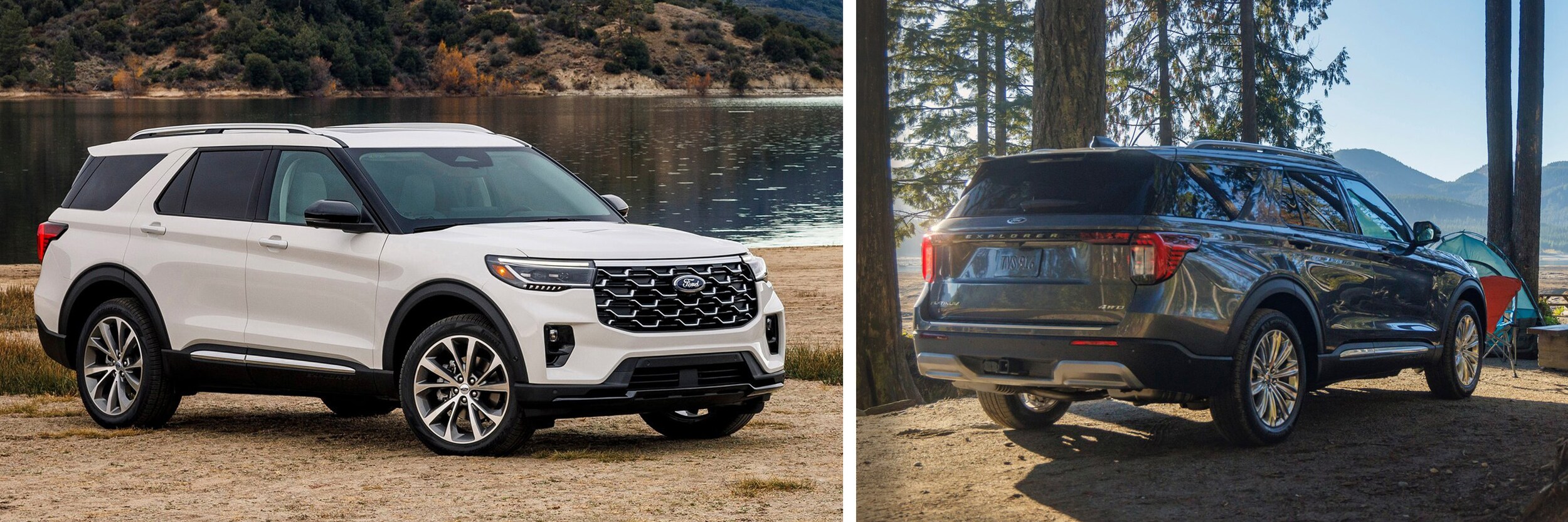 Exterior Photos of the 2025 Ford Explorer in different colors.