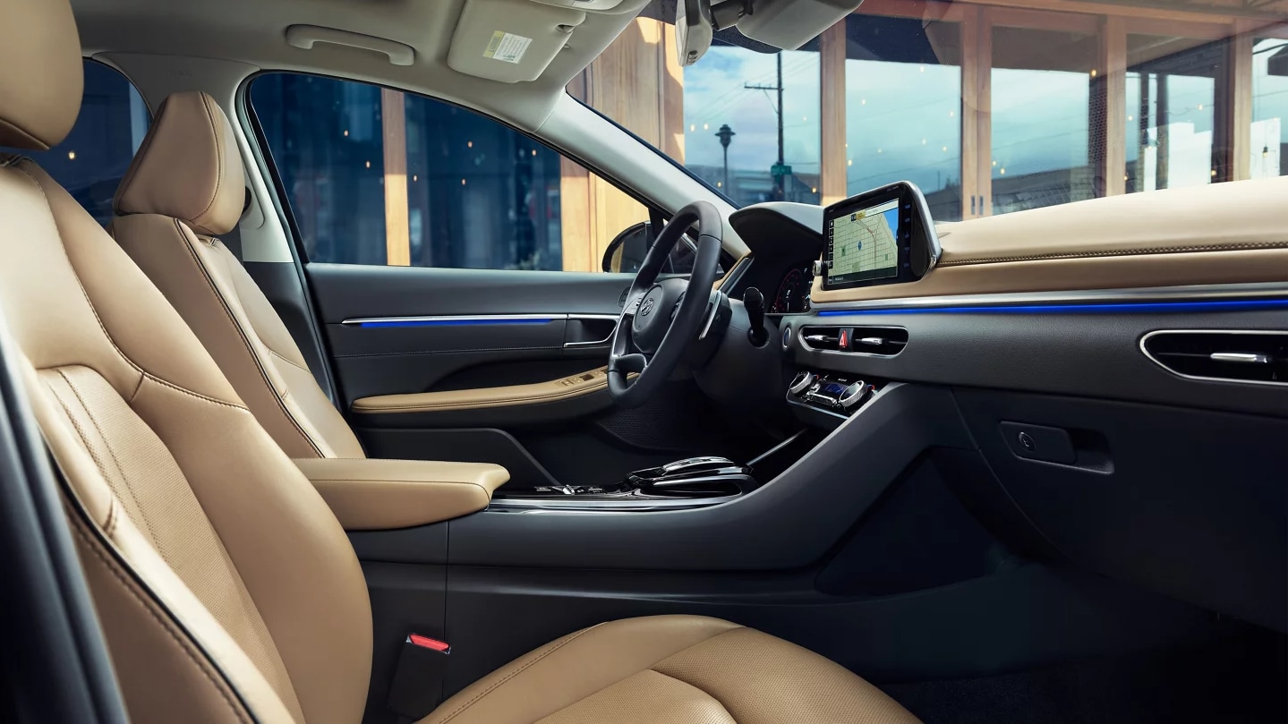 A view of the interior cabin and seating of the 2023 Hyundai Sonata