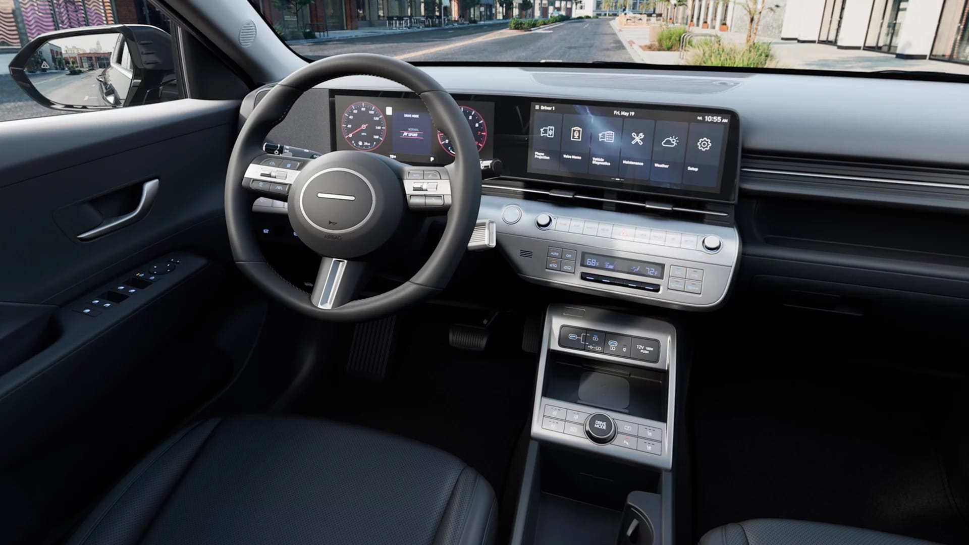 Standard 12.3-inch touchscreen and digital gauge cluster in the 2027 Hyundai Kona
